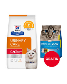 HILL'S Prescripition Diet Feline Urinary Care c/d Multicare 8 kg dla kotów na wrażliwy układ moczowy + żwirek dla kotów 6 kg GRATIS