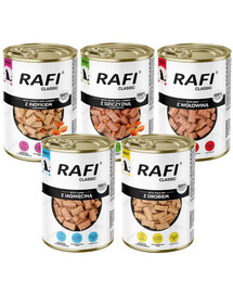 RAFI Classic Mix chutí v omáčce 5x1240 g konzervy pro psy všech plemen