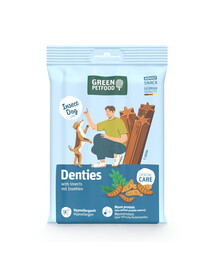 GREEN PETFOOD Denties with Insects 180 g hypoalergenní žvýkací pamlsek s hmyzími bílkovinami pro psy