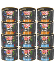 RAFI Mini Mix příchutí s kachnou a jehněčím 12x185g pro psy malých plemen