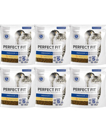 PERFECT FIT Indoor 1+ 6x750 g sucha karma pełnoporcjowa dla dorosłych kotów bogata w kurczaka