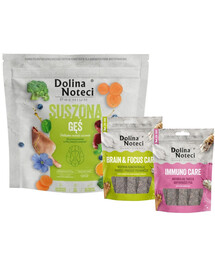 DOLINA NOTECI Prémiové sušené krmivo pro husy 1 kg + Smart Chews Brain & Focus Care a Immuno Care 2x100 g pamlsky pro psy