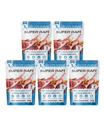 SUPER RAFI s jehněčími a krůtími srdíčky 5x500 g mokré krmivo pro psy