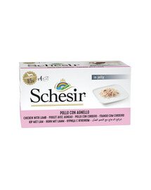 SCHESIR Kuřecí s jehněčím v želé 4x85 g krmivo pro psy
