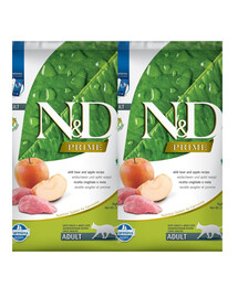 FARMINA N&D Prime Boar & Apple adult cat 2x5 kg krmivo pro dospělé kočky s divokým prasetem a jablkem