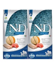 FARMINA N&D Ocean Dog Adult Medium & Maxi losos, treska, dýně a meloun cantaloupe 2x12 kg losos, treska, dýně, meloun cantaloupe
