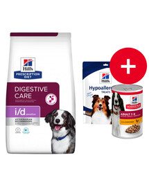 HILL'S Prescription Diet Sensitive Digestive Care i/d Activ Biome Egg & Rice 12 kg pro psy s citlivým trávicím systémem + pamlsky ZDARMA