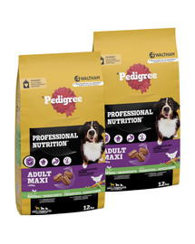 PEDIGREE Professional Nutrition Adult Maxi s drůbežím masem a zeleninou 2 x 12 kg pro psy velkých plemen