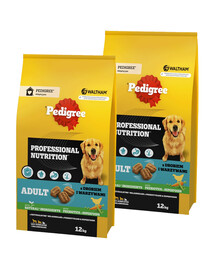 PEDIGREE Adult Professional Nutrition 2 x 12 kg s drůbežím masem a zeleninou pro velké a středně velké psy