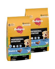 PEDIGREE Professional Nutrition Junior s drůbežím masem a zeleninou 2 x 12 kg pro štěňata středních a velkých plemen