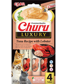 INABA Churu Cat Luxury krémový kočičí pamlsek s tuňákem a humrem 4x14 g