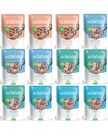 SCHESIR Kočičí sada Mix 4 příchutí 12x85g
