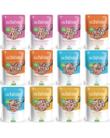 SCHESIR Kočičí sada Mix 4 příchutí 12x85g