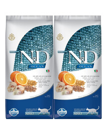 FARMINA N&D Ocean Cat Adult Cod, Spelt, Oats & Orange 2x10 kg