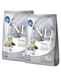 FARMINA N&D White Dog Adult Mini Sea Bass, Spirulina, Fennel 2X5 kg