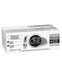 PURINA ONE Sterilcat Meat and Vegetables Adult 60x85g s krůtím, lososem, hovězím a kuřecím masem, pro sterilizované kočky