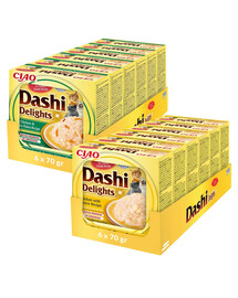 INABA Cat Dashi Delights Kurczak, tuńczyk bonito i Kurczak, ser 12x70 g