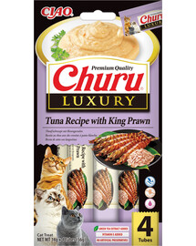 INABA Churu Cat Luxury kremowy przysmak dla kota z tuńczykiem i krewetkami tygrysimi 4x14 g