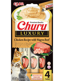 INABA Churu Cat Luxury kremowy przysmak dla kota z kurczakiem i wołowiną wagyu 4x14 g