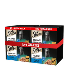 SHEBA Delicacy Rybne smaki w galaretce 4 x 40x85 g mokra karma dla kotów 3+1 GRATIS