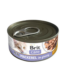 BRIT Care Cat Real Mackerel in Gravy 80 g filety z makrely ve vývaru, mokré krmivo pro kočky