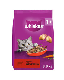 WHISKAS Adult suché krmivo pro dospělé kočky s hovězím masem 3,8 kg