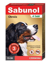 DERMAPHARM Sabunol Obroża Czerwona - P/Pchłom i Kleszczom 75 cm