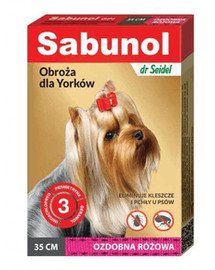 DERMAPHARM Sabunol Dekorativní růžový obojek pro Yorkshire ( Blechy a klíšťata) 35 cm