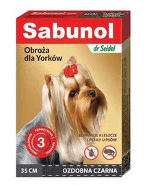 DERMAPHARM Sabunol Dekorativní černý obojek pro Yorkshire ( Blechy a klíšťata) 35 cm