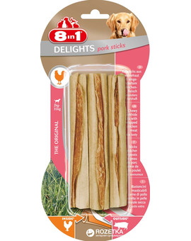 8IN1 Tyčinky žvýkací Delights Pork 3ks