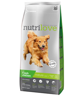 NUTRILOVE Dog Senior Fresh Chicken 3kg granule pro starší psy