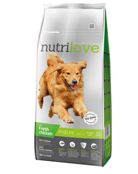 NUTRILOVE Dog Senior Fresh Chicken 12kg granule pro starší psy