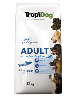 TROPIDOG Premium Adult M&L Salmon&Rice 12kg