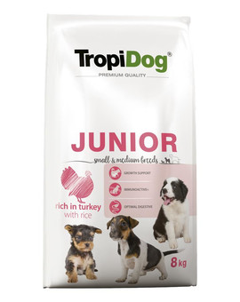 TROPIDOG Premium Junior S&M Turkey&Rice 8kg