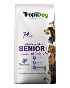 TROPIDOG Premium Senior Turkey&Rice 12kg