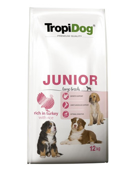 TROPIDOG Premium Junior L Turkey&Rice 12kg
