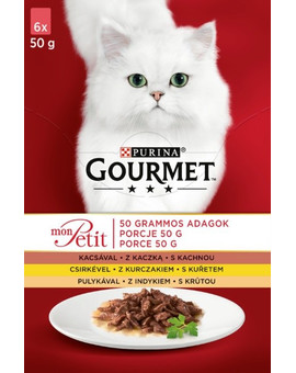 GOURMET Mon Petit Cat kuře kachna krůta ve šťávě 8 x 6 x 50 g