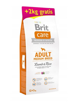 BRIT Care Adult Medium Breed lamb & rice 12 + 2 kg ZDARMA