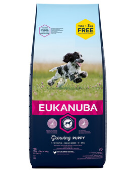 EUKANUBA Puppy Medium Breeds Chicken bohatá na čerstvé kuře 18 kg