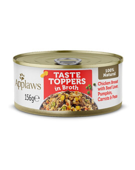 APPLAWS Taste Toppers Kuřecí prsa, hovězí játra a dýně ve vývaru 156 g