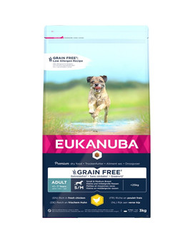EUKANUBA Grain Free Chicken for Small & Medium Breed Adult 3 kg