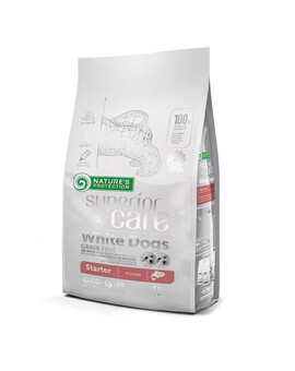 NATURES PROTECTION Superior Care White Dogs Grain Free Salmon Starter All Breeds 10 kg s lososem pro štěňata s bílou srstí