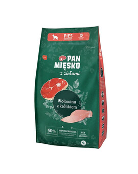 PAN MIĘSKO  pro střední plemena M 9 kg s bylinkami, hovězím masem a králíkem