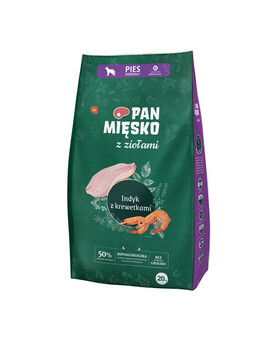 PAN MIĘSKO pro velká plemena XL 20 kg s bylinkami,krůtou a krevetami