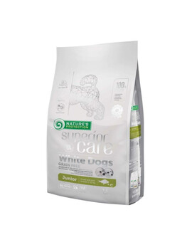 NATURES PROTECTION Superior Care White Dogs Grain Free White Fish Junior Small and Mini Breeds 1,5 kg s bílými rybami pro štěňata malých plemen s bílou srstí