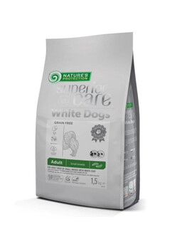 NATURES PROTECTION SUPERIOR CARE White Dogs Grain Free Insect Adult Small Breeds 1,5 kg s hmyzem pro dospělé malé psy s bílou srstí