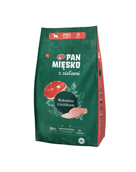 PAN MIĘSKO pro střední plemena M 20 kg s bylinkami, hovězím masem a králíkem