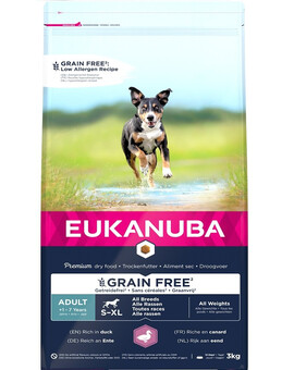 EUKANUBA Grain Free S-XL Adult Kachna 3 kg pro dospělé psy