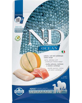 N&D Ocean Dog Adult Medium & Maxi salmon, cod, pumpkin & cantaloupe melon 2.5 kg
