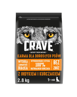CRAVE Krůta a kuře 3 x 2,8 kg granule pro dospělé psy